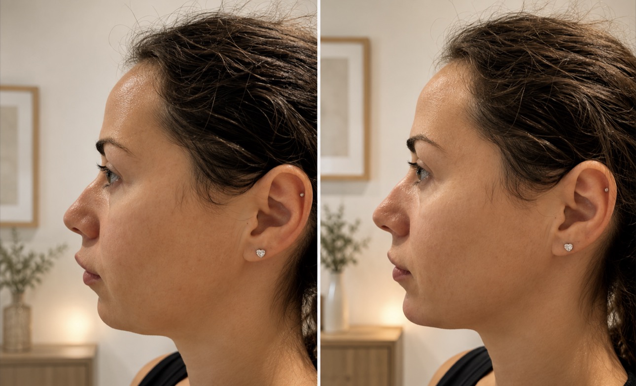 Chin definition lateral profile view before and after